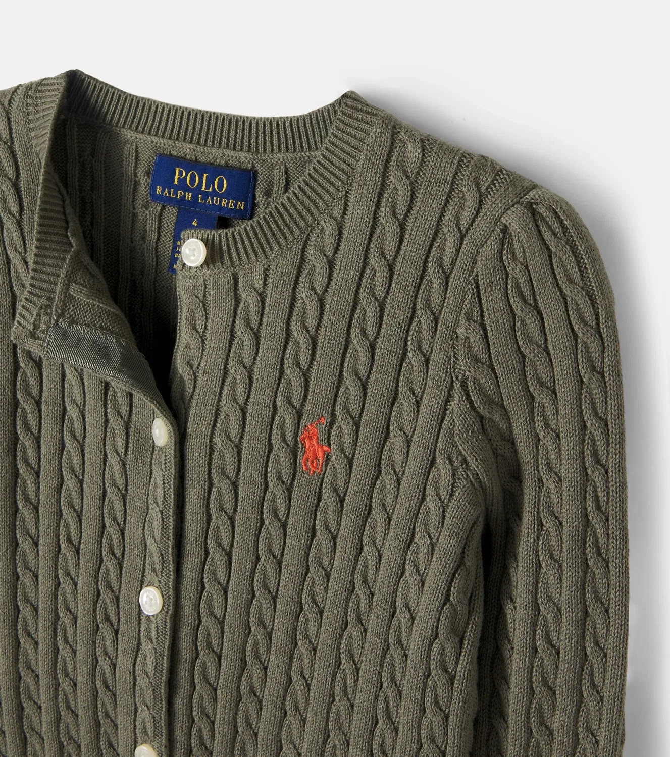 Кардиган крупной вязки Polo Ralph Lauren Kids, зеленый — фото 4