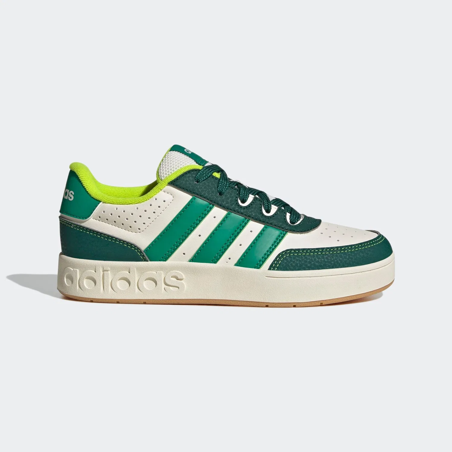 Детские низкие кроссовки с брендингом Adidas Sportswear, Off White/Collegiate Green/Court Green — фото 2