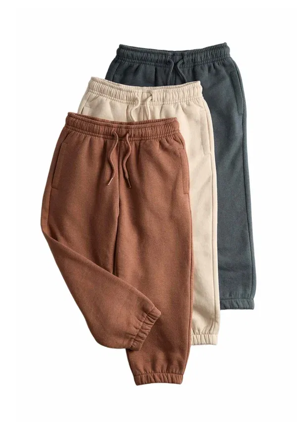 Брюки хлопковые 3Pk rich plain joggers Marks & Spencer, neutral, нейтральный