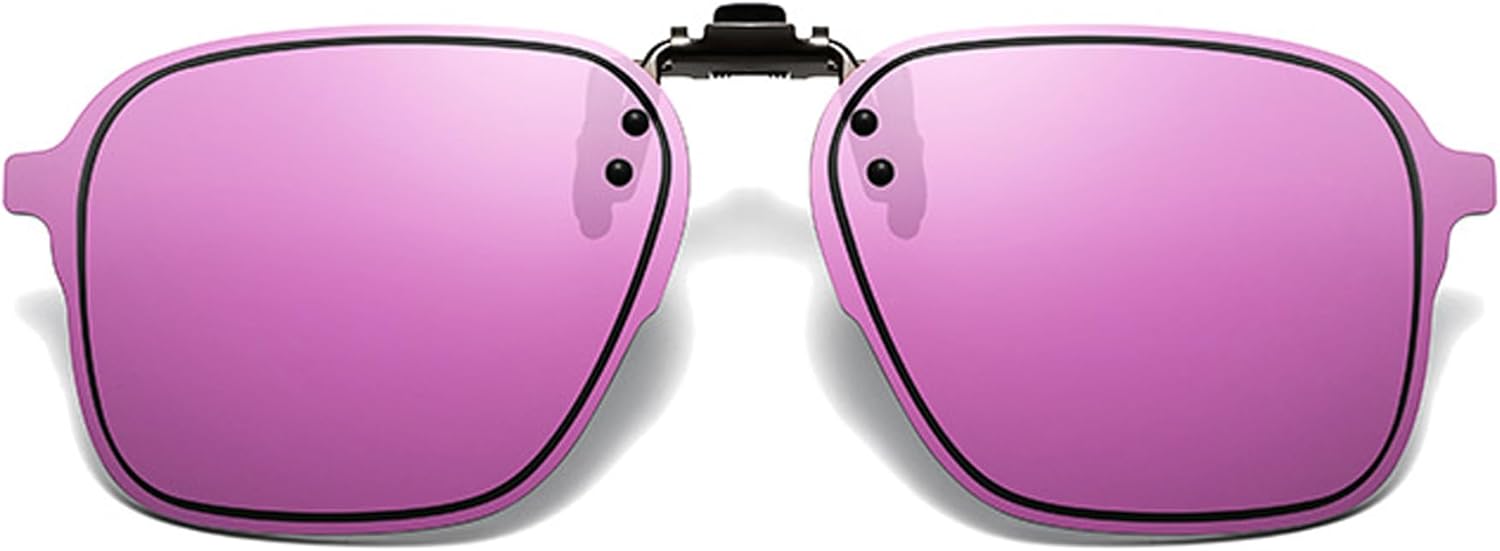 

Поляризованные солнцезащитные очки с зажимом для ношения поверх очков с диоптриями, защита от УФ-излучения, антибликовое покрытие, откидные солнцезащитные очки с зажимом, унисекс FRAZALA, Pink Mirror Lens/Dark Green Vision