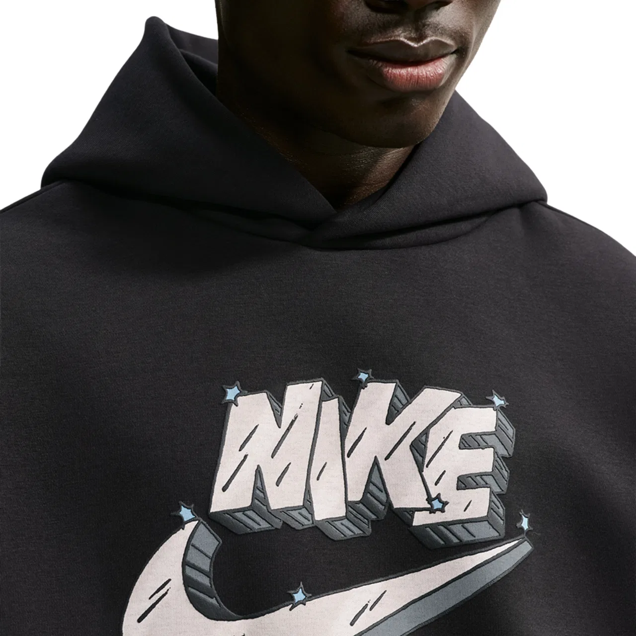 Мужское худи с начесом и технологией Therma-FIT Team Fleece Brushed Pullover Hoodie Nike, черный — фото 3