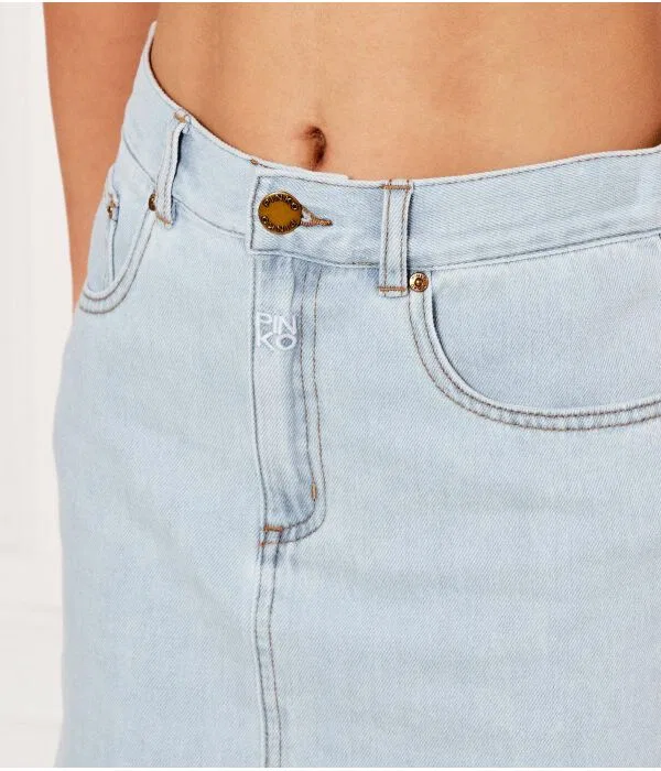 Детская юбка джинсовая Slim Fit Pinko Up, Azzurro — фото 4