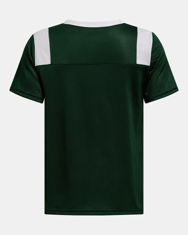 Детская спортивная футболка из дышащей сетки UA Big Win Flag UnderArmour, Forest Green/White — фото 3