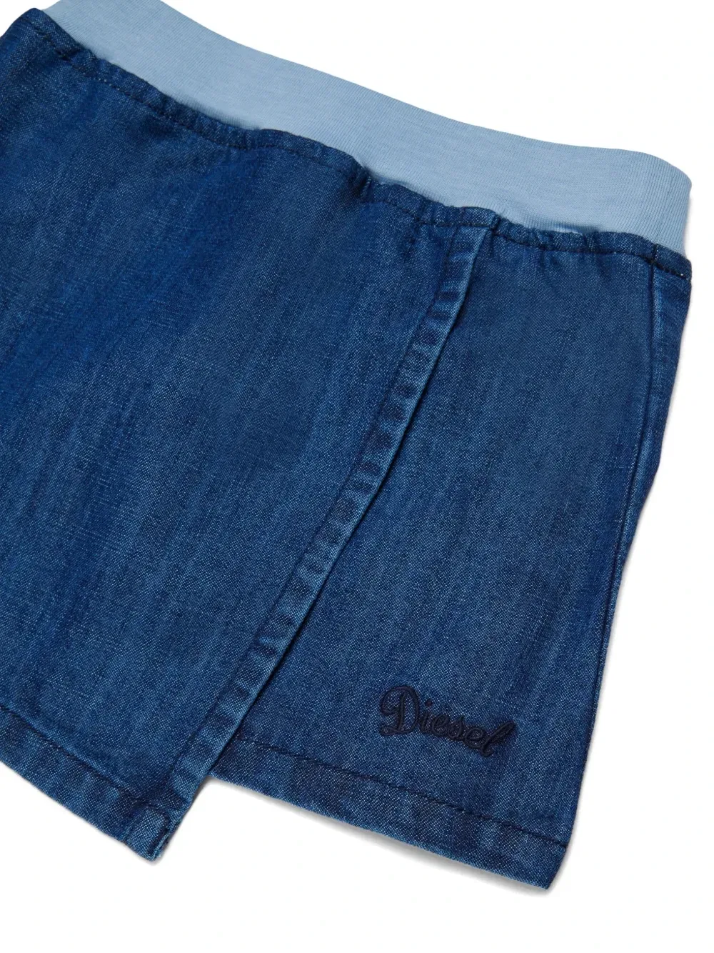 Юбка асимметричного кроя с вышитым логотипом Diesel Kids, синий — фото 3