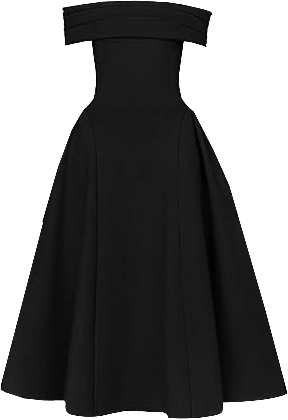 Женское элегантное платье с открытыми плечами A-силуэта, Black — фото 4