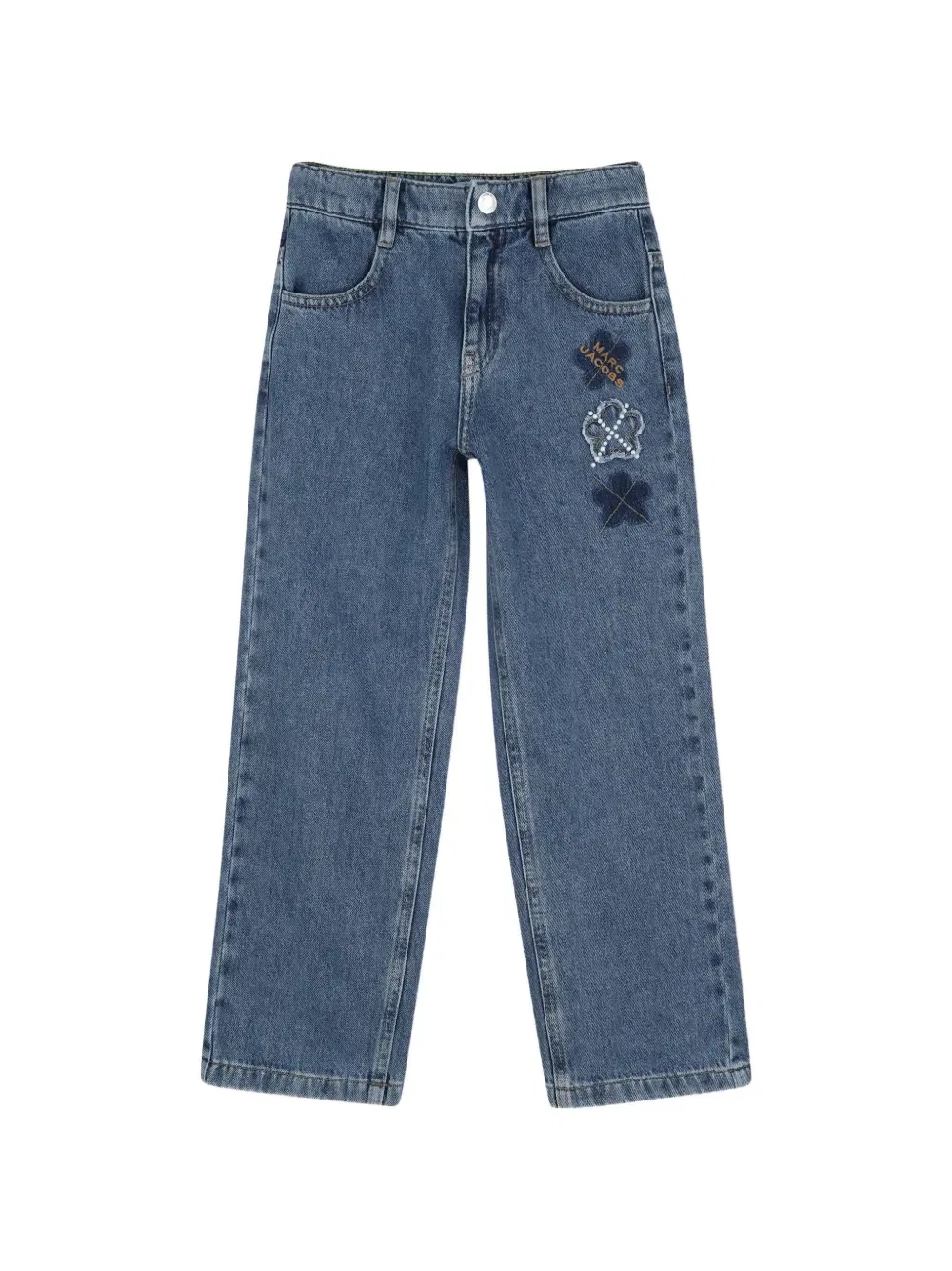 Джинсы прямого кроя с нашивкой-логотипом Marc Jacobs Kids, синий