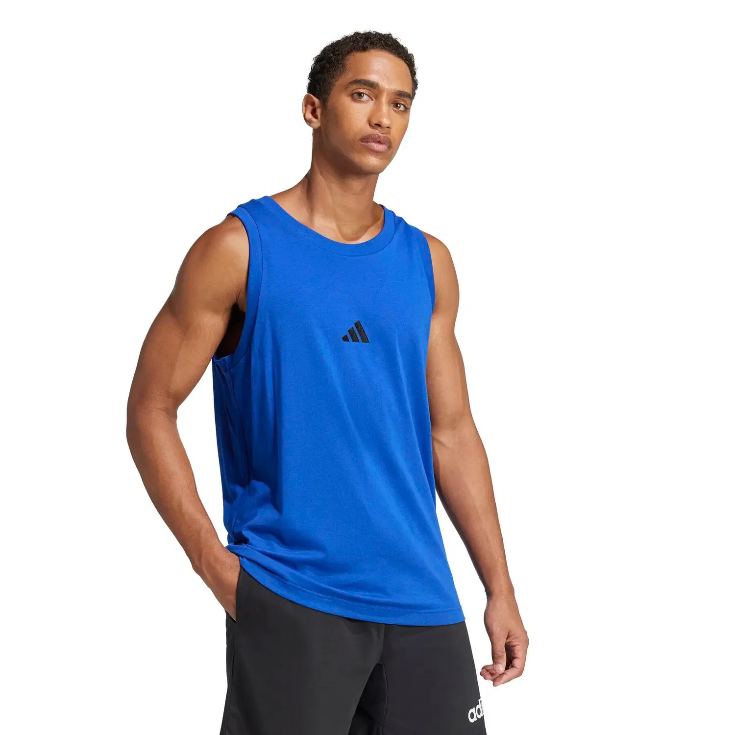 Мужская майка без рукавов с логотипом Adidas, Цвет BLAU / SCHWARZ — фото 4