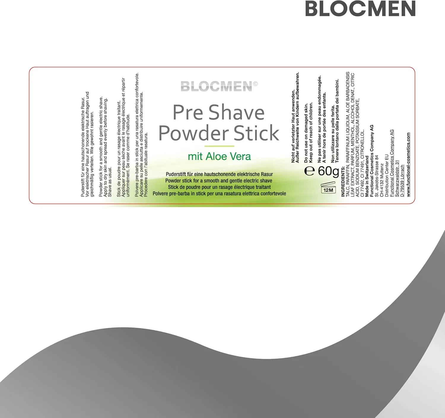 Прешейв-пудра в стике Blocmen, набор 6 шт, 60 г, Aloe Vera — фото 3