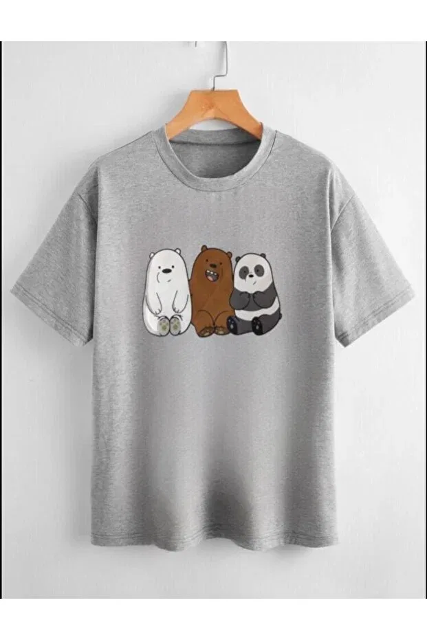 Детская футболка для мальчиков с принтом Pandas printed girl/boy t-shirt Generic Brands, Gray