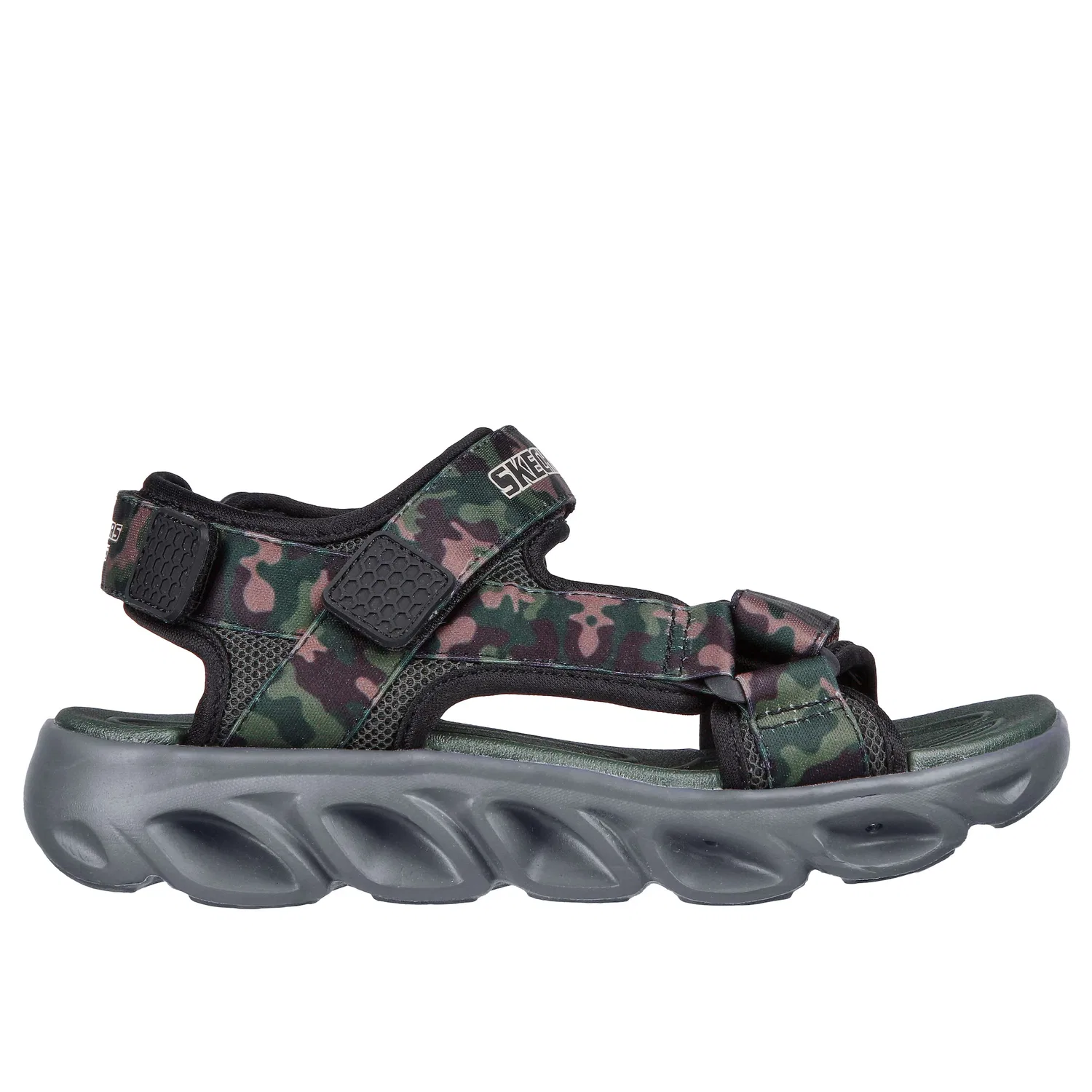 Детские сандалии с мерцающей подошвой Skechers, Black/Olive — фото 4
