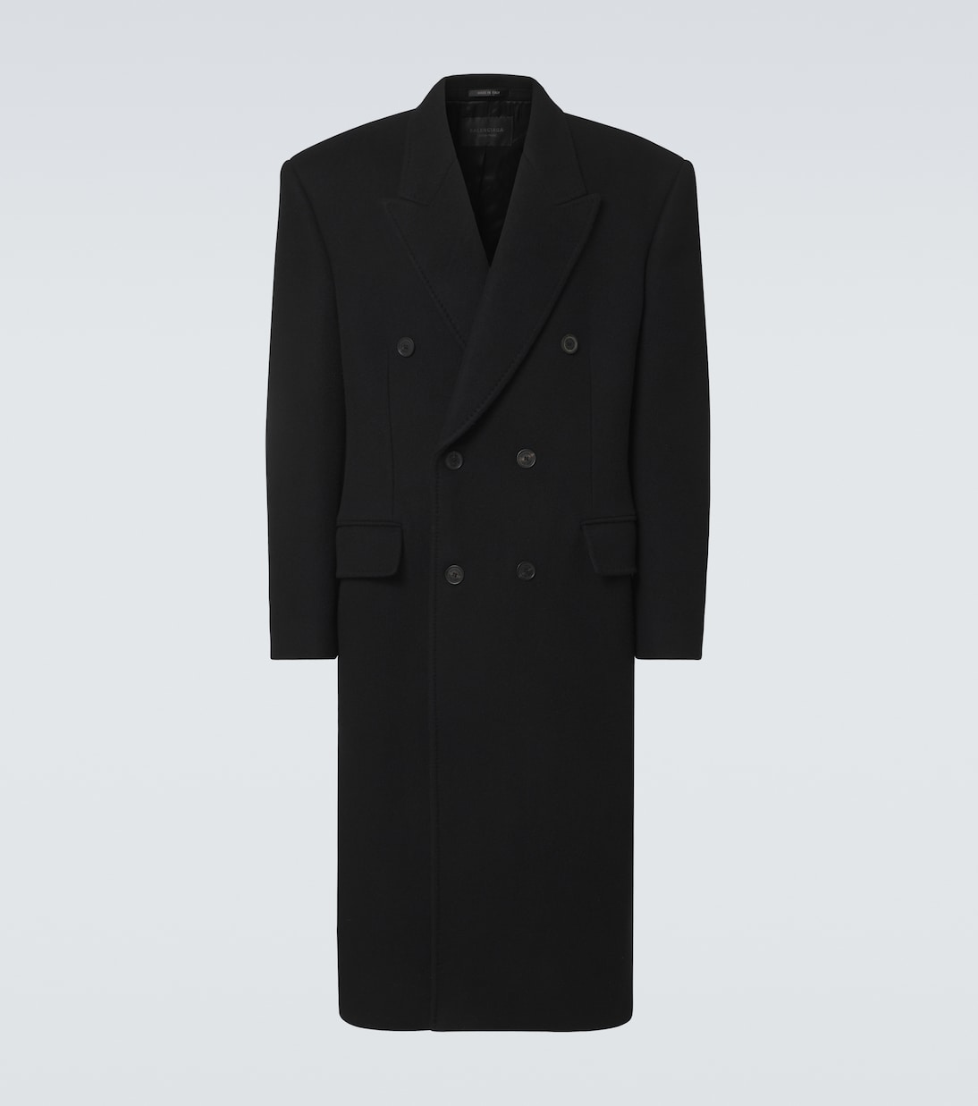 

Двубортное кашемировое и шерстяное пальто Balenciaga, 1000-Black, Черный, Двубортное кашемировое и шерстяное пальто Balenciaga, 1000-Black