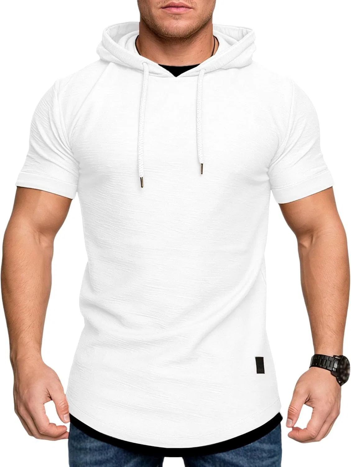 Мужская футболка с капюшоном 100% полиэстер, White