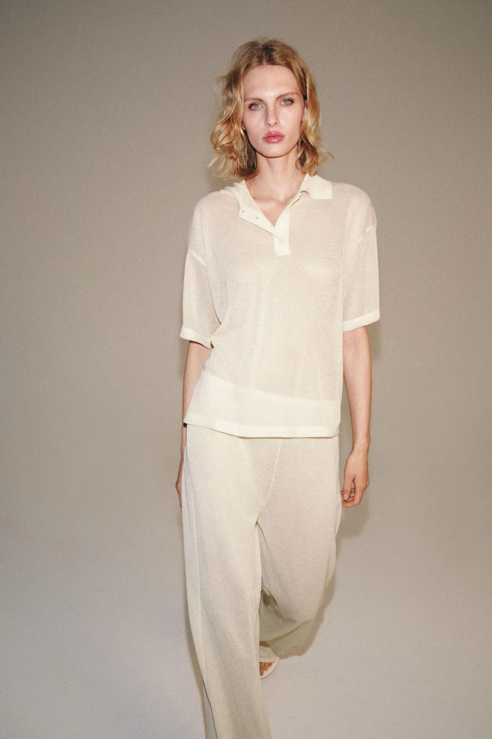 Брюки прямого кроя ZARA, Ecru