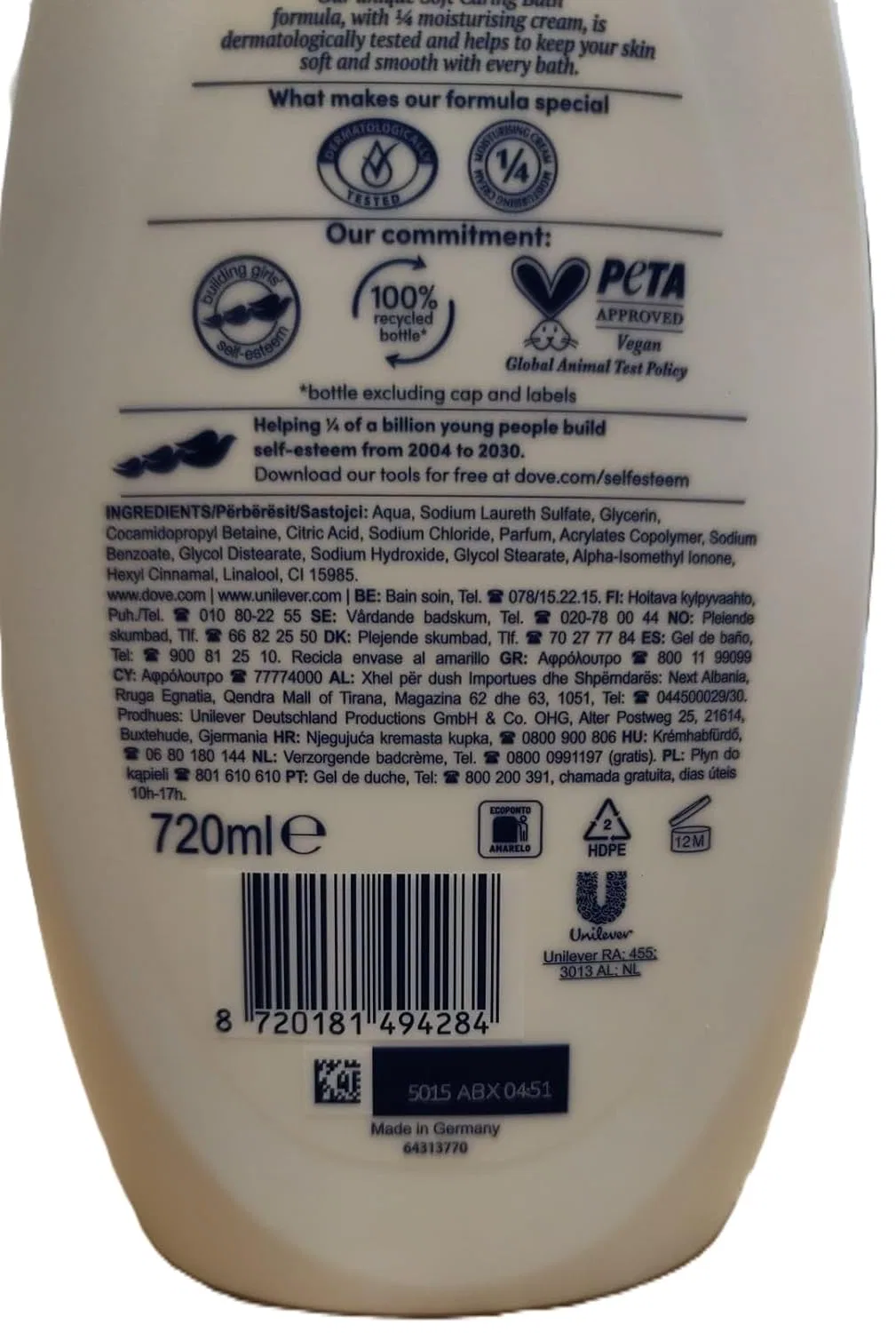 Гель для душа Dove Caring Bath Soft, 720 мл x 6, Fresh — фото 2