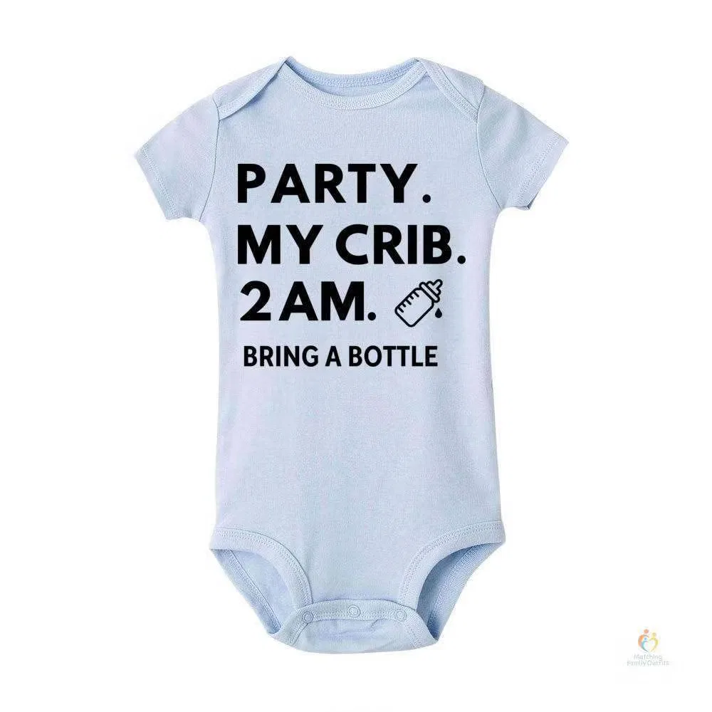 Боди-комбинезон с принтом и надписью Party My Crib 2AM Matching Family Outfits, синий