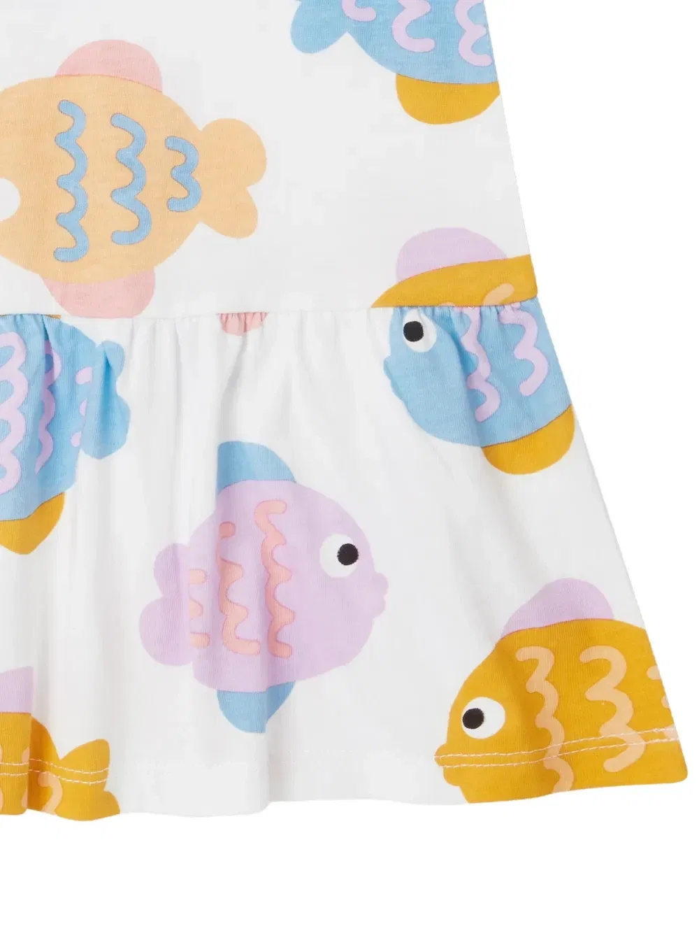 Платье с рыбьим принтом и оборками Stella McCartney Kids, белый — фото 3