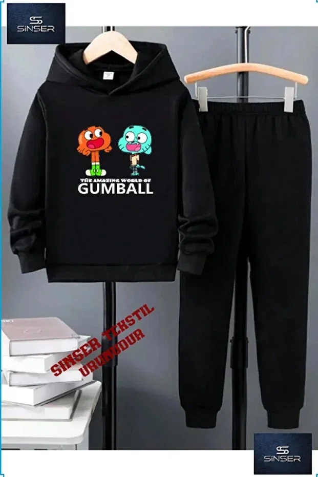 Детский комплект свитшота и брюк с принтом Gumball Syh-Byz Written Ss Sinser, Black