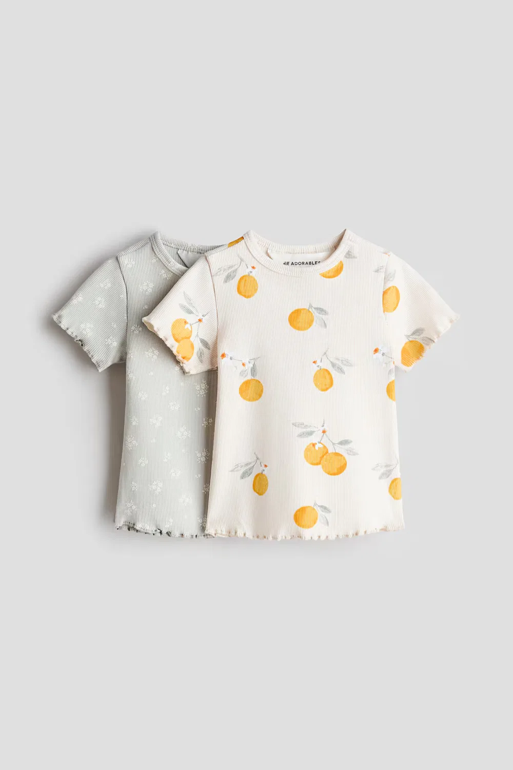 Комплект из 2 ребристых хлопковых рубашек H&M, Cremefarben/Zitronen
