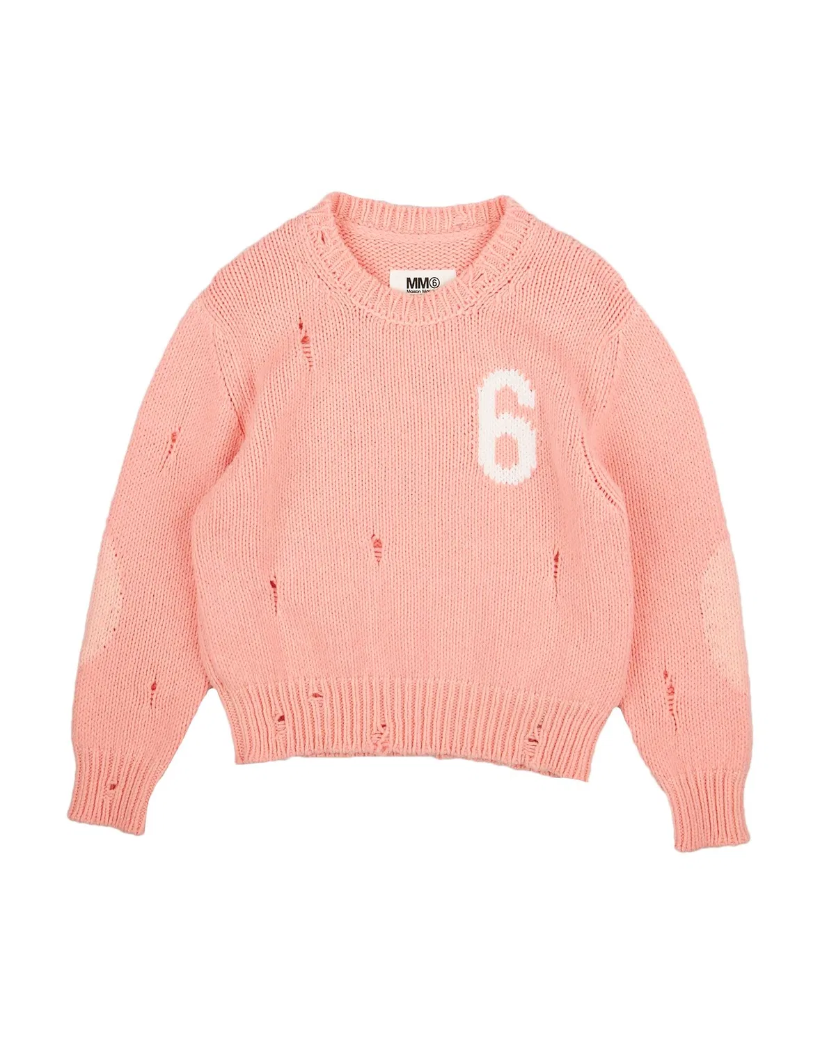 Подростковый вязаный свитер с логотипом Pink MM6 Maison Margiela