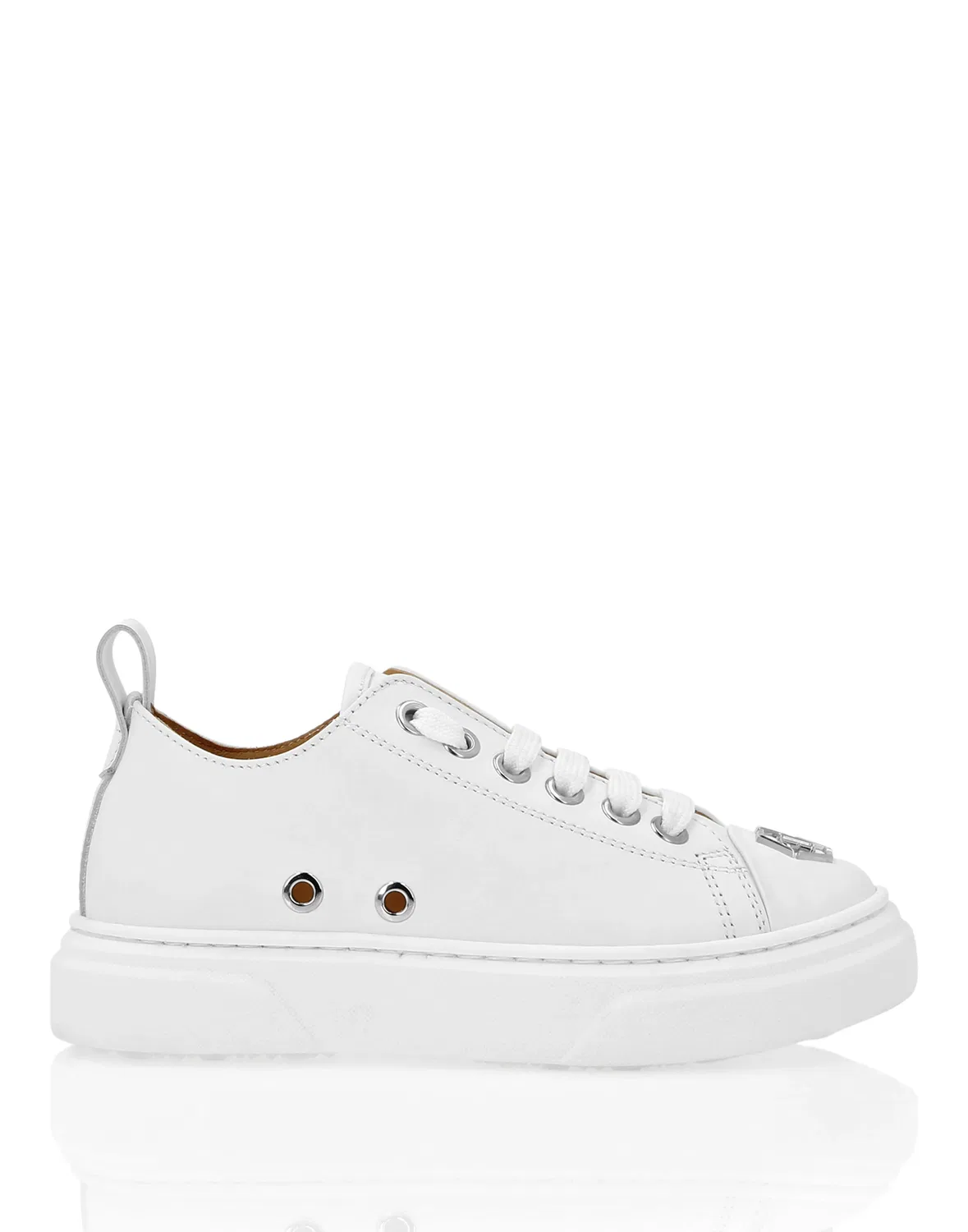 Детские кроссовки низкие с металлической вставкой Megastar Box Sole Lace PHILIPP PLEIN, White — фото 2