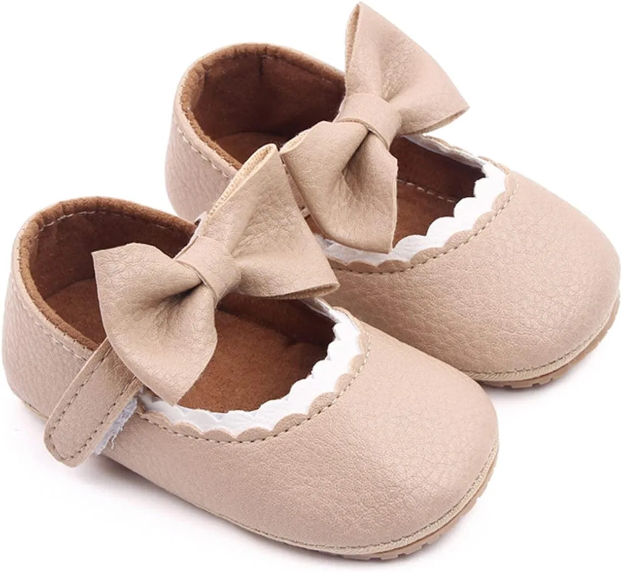 Детские туфли Мэри Джейн для девочек с бантом Princess Bowknot, Beige — фото 4