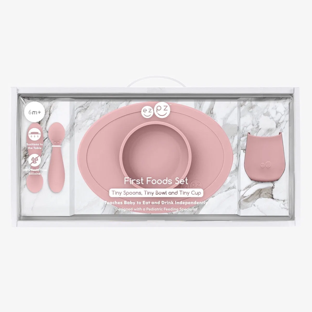 Набор для первого прикорма Tiny Cup, Tiny Bowl, Tiny Spoons, ezpz, Blush
