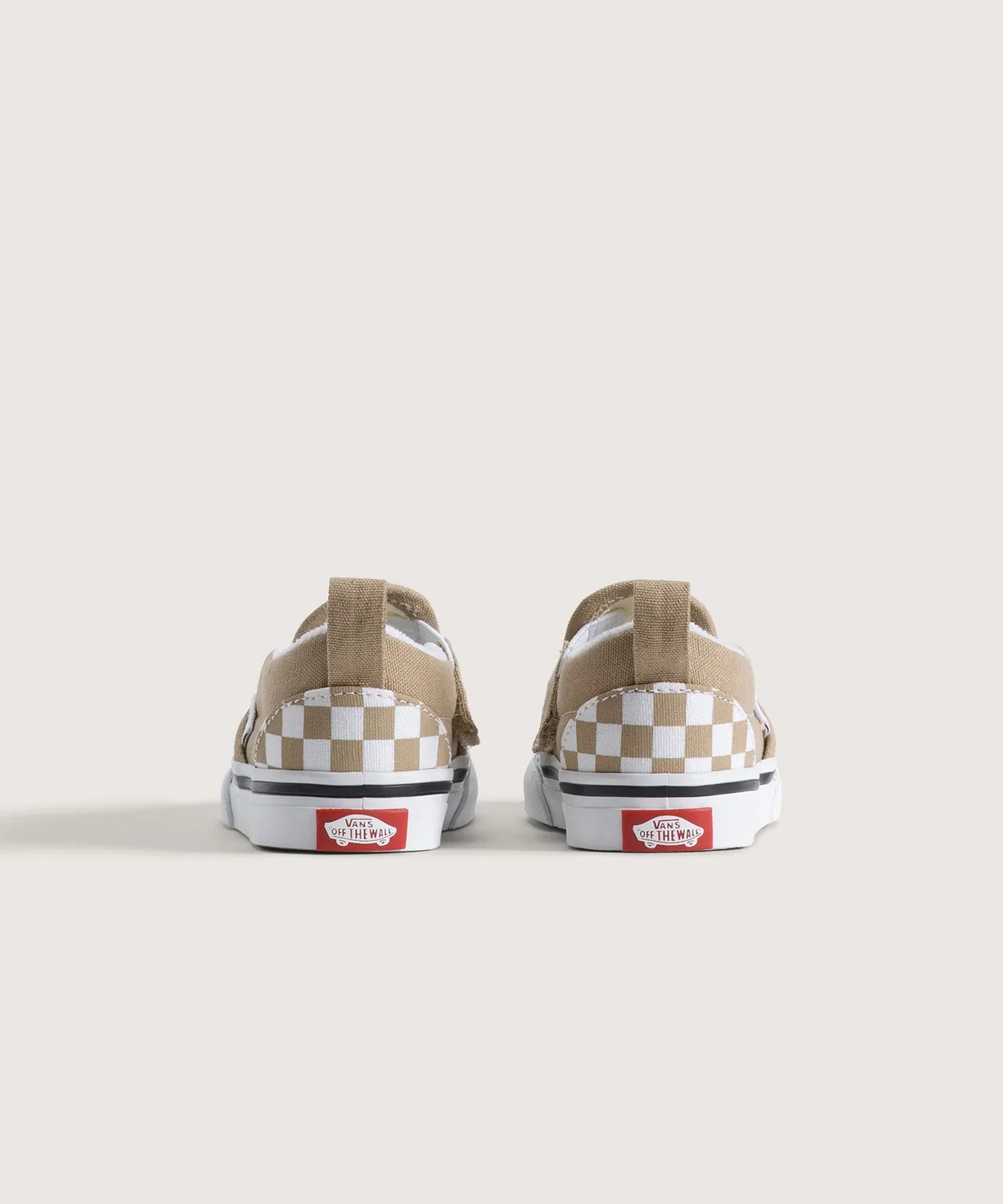 Детские кеды-слипоны с клетчатым принтом, модель Slip-On V COLOR THEORY CHECKER VANS, Бежевый — фото 4