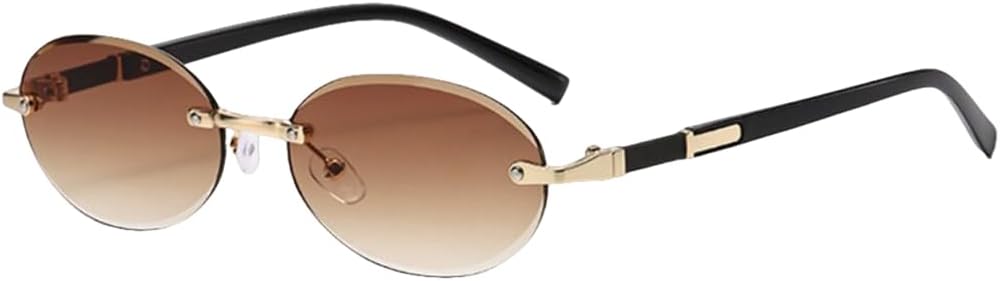 

Модные солнцезащитные очки без оправы овальной формы, стильные линзы с градиентом, для улицы, роскошные маленькие черные винтажные солнцезащитные очки без оправы TVTBBVV, C1blackgrey