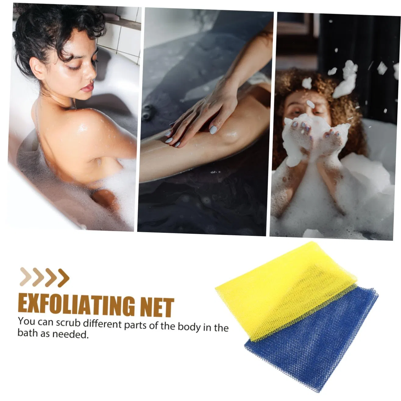 Набор мочалок для душа African Exfoliating Net, FRCOLOR, 10 шт, 80x30 см, Синий — фото 4