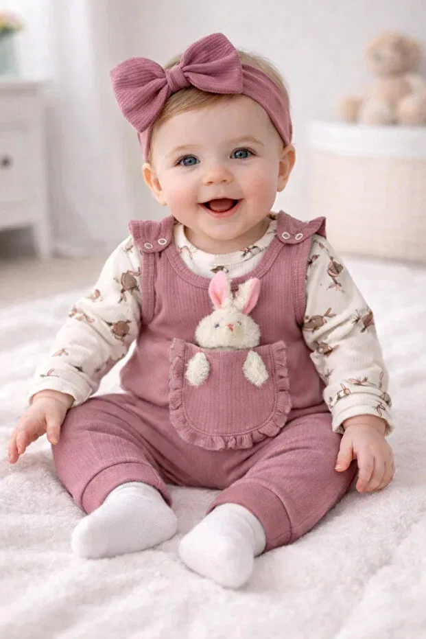 Детский комбинезон для девочек хлопковый Toy-Detail baby girl set Generic Brands, Dried Rose