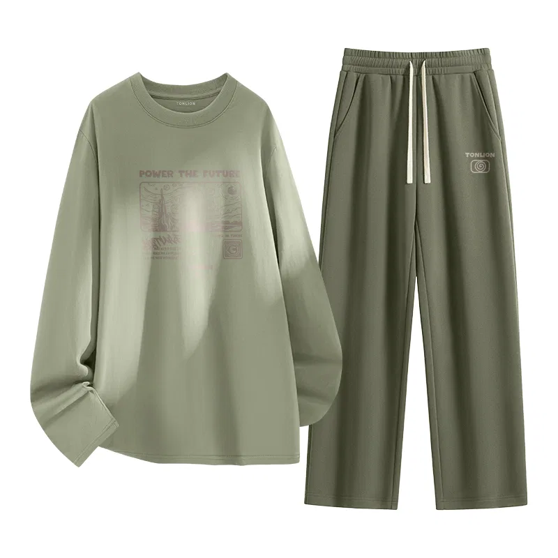 Детский спортивный костюм хлопковый Tonlion, Palm Green Heather Grey