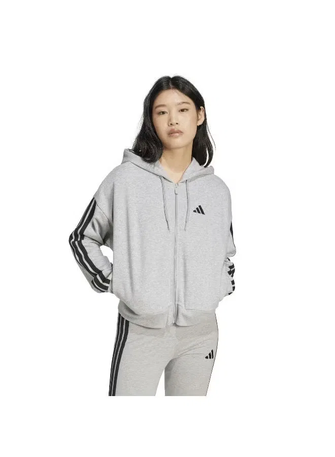 Худи на молнии с длинным рукавом Essentials 3-Stripes Adidas, серый
