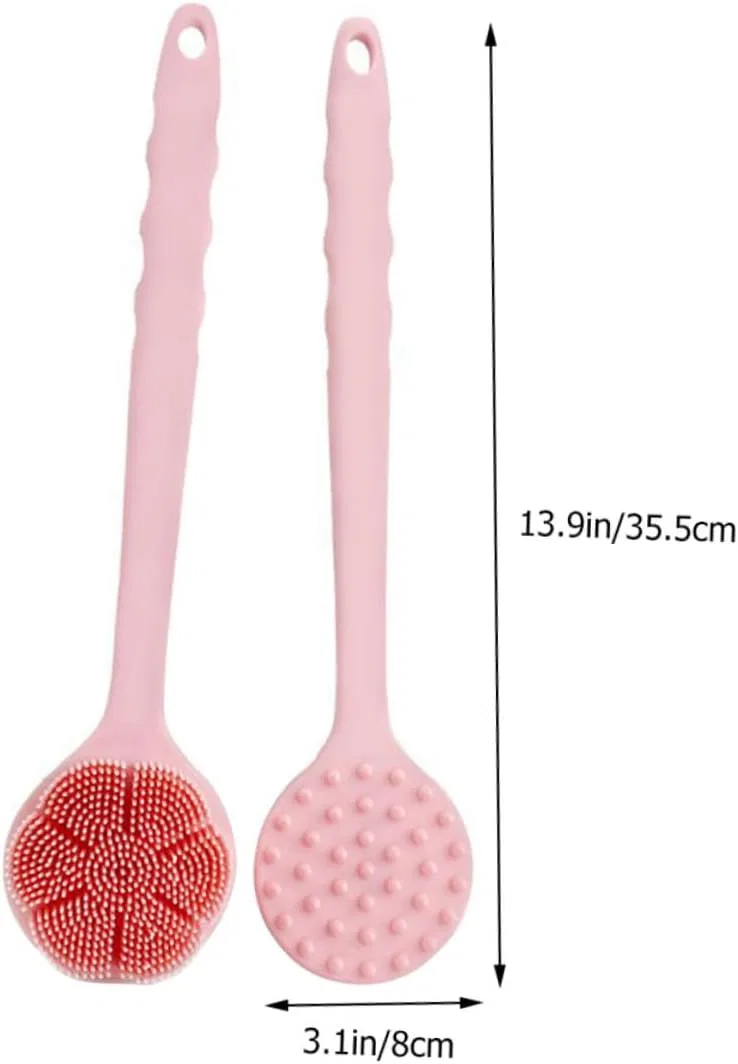 Щетка для тела с длинной ручкой, Silicone Body Brush, Veemoon, Розовый — фото 2