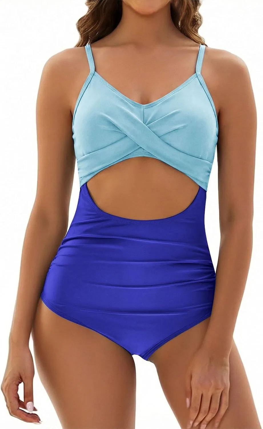 Женский цельнокроеный купальник с вырезом Monokini Criss Cross, Sky Blue