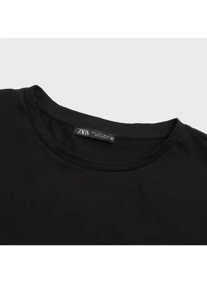Футболка с принтом цветными блоками Zara, черный — фото 4