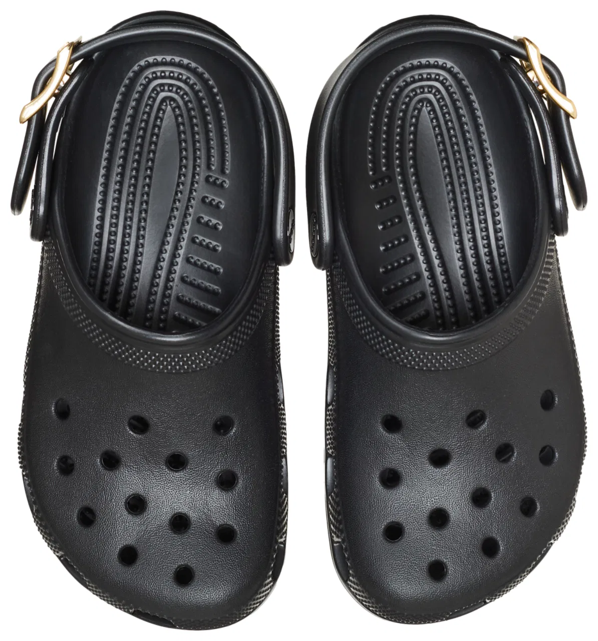 Детские сабо для девочек с регулируемым ремешком, модель Classic Metallic Buckle, Crocs, Black/Gold — фото 4