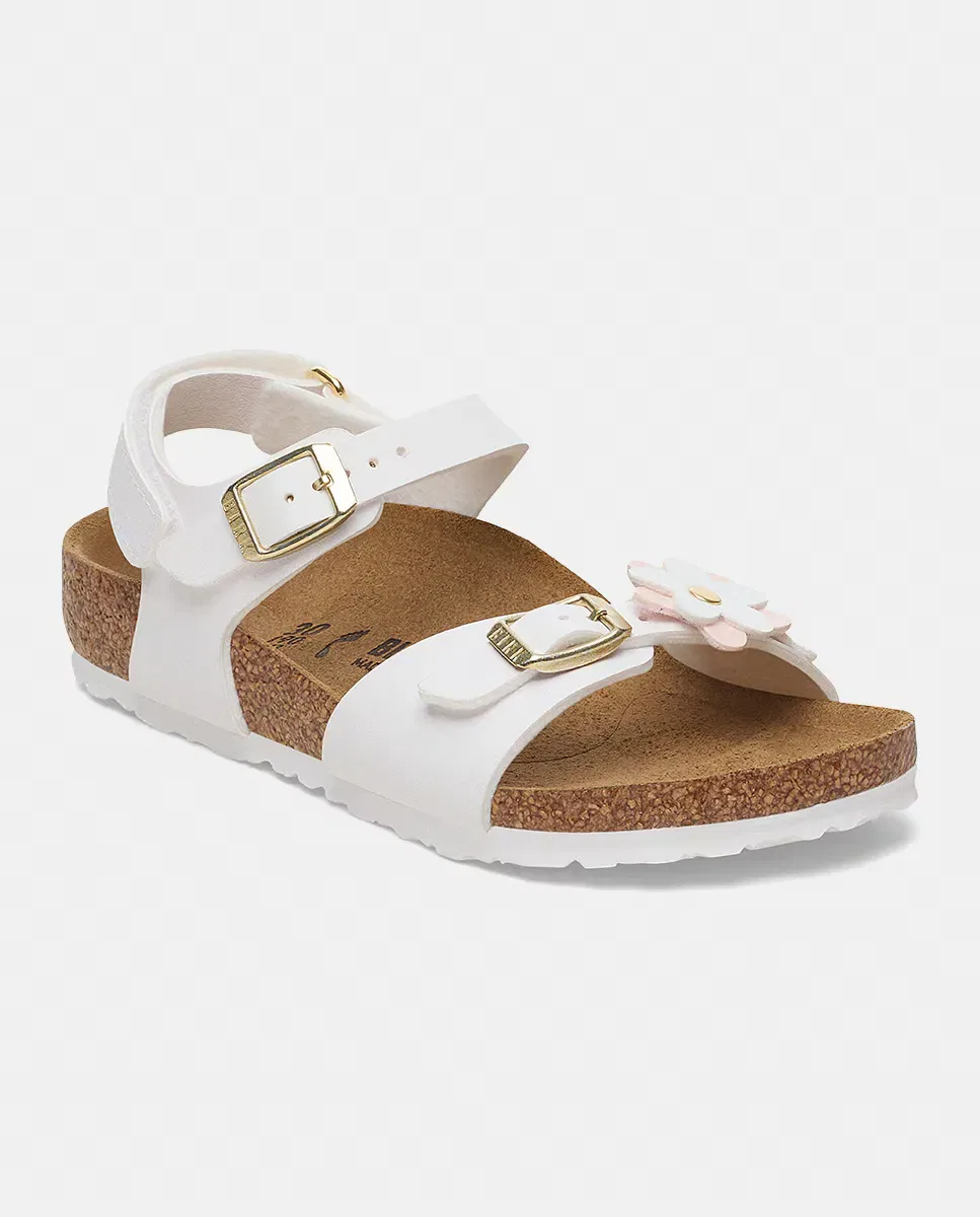 Детские сандалии для девочек с цветочным декором Rio Birkenstock, Blanco — фото 2