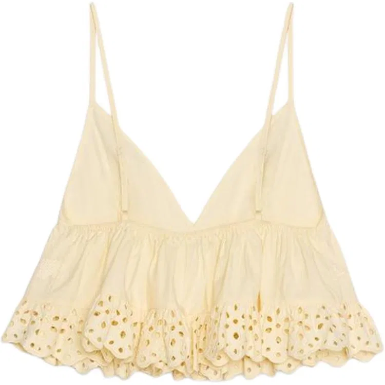 Женский топ-майка без бретелек V-образным вырезом, Cream, ZARA — фото 3