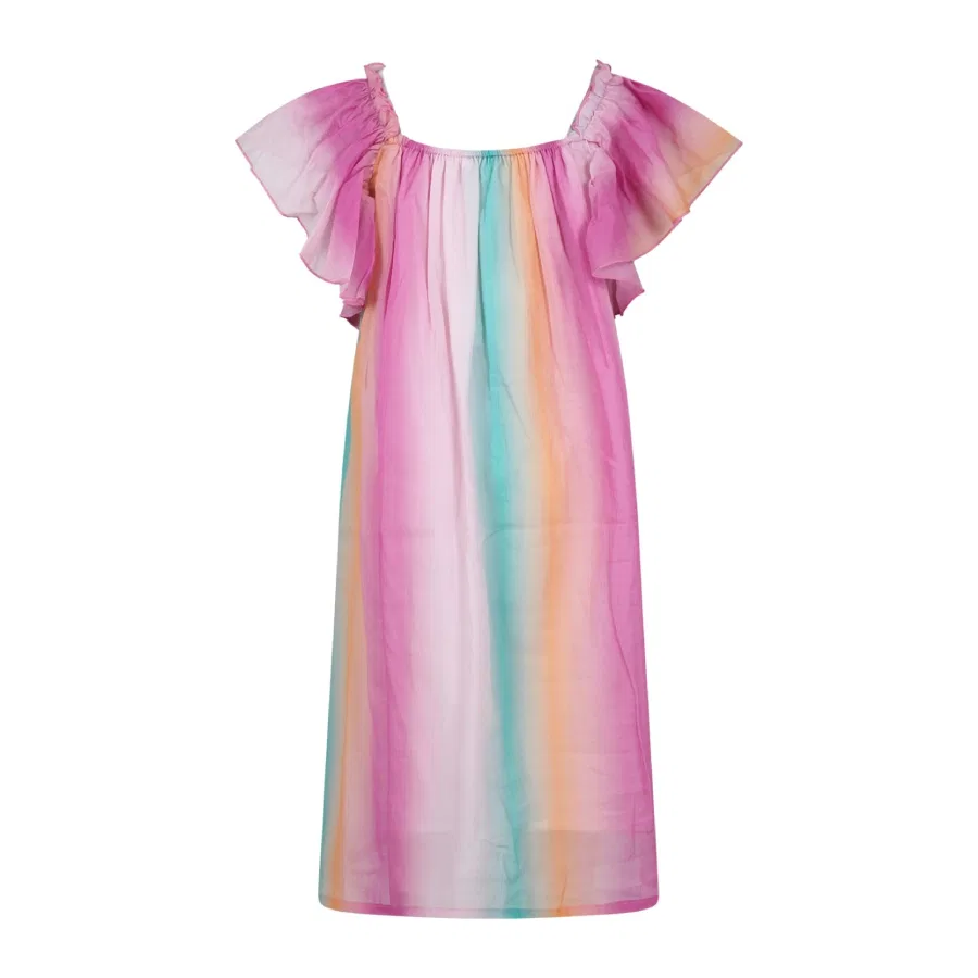 Платье хлопковое с квадратным вырезом Chloe Girls Square Neck Cotton Dress Chloé, Multicolor