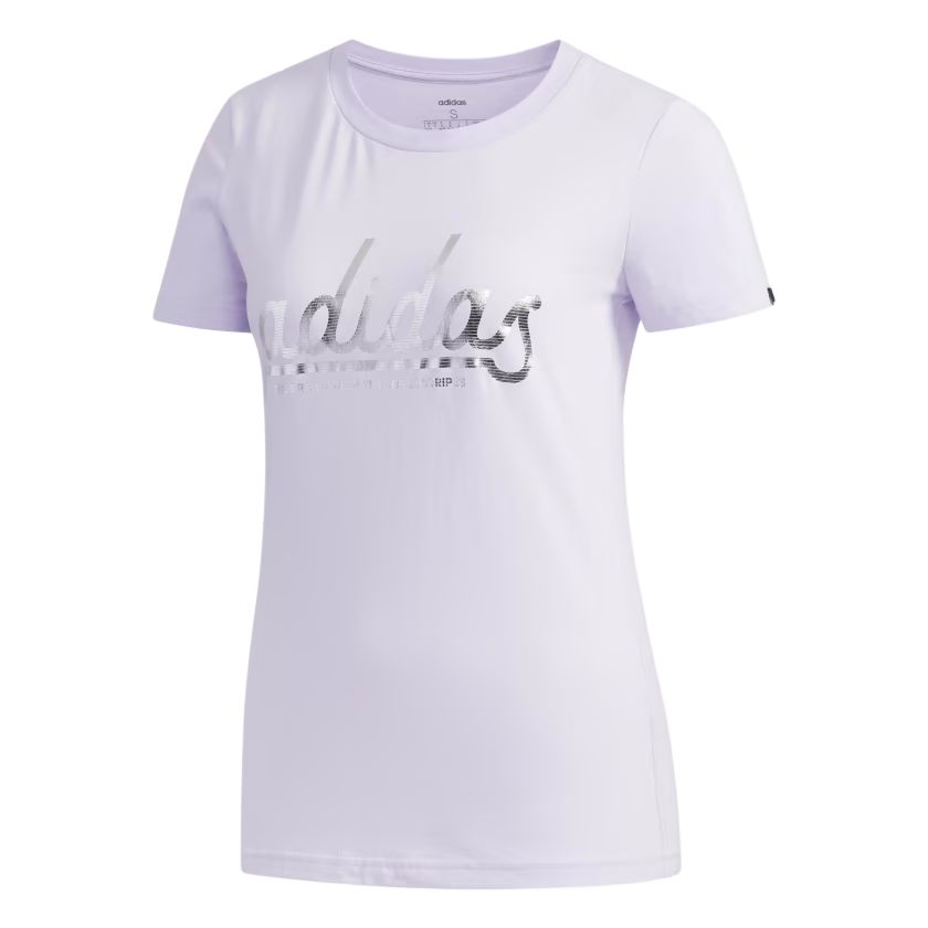 Футболка Adidas Alphabet Logo Printing Cotton Short Sleeve, фиолетовый/серебристый металлик — фото 2