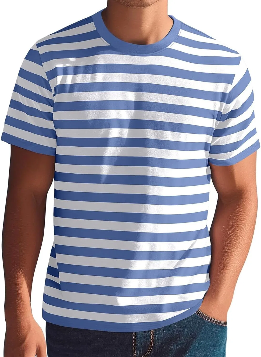 Мужская футболка с полосками Relaxed Fit, Sky Blue