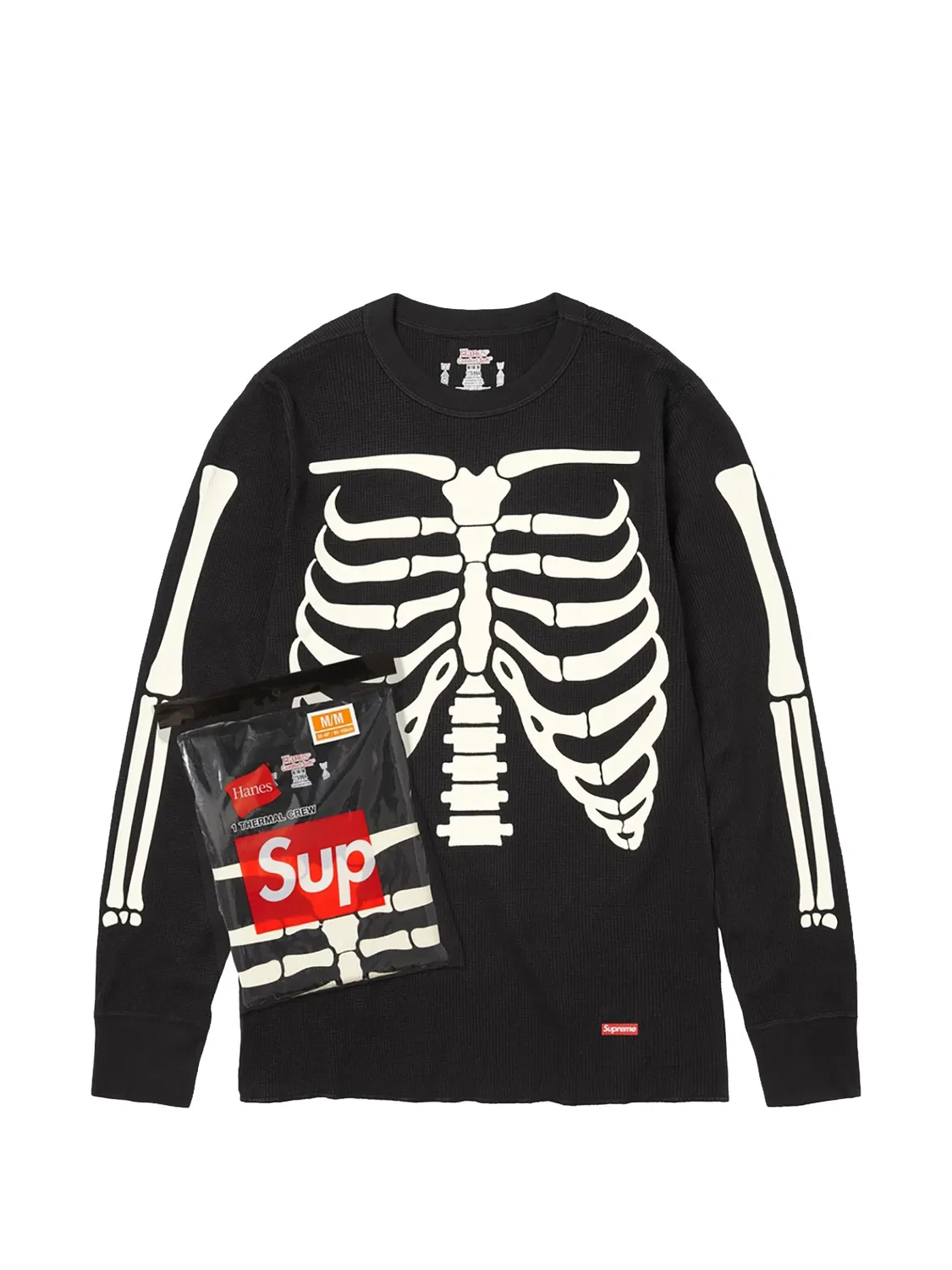Футболка с принтом скелета черная Supreme, черный