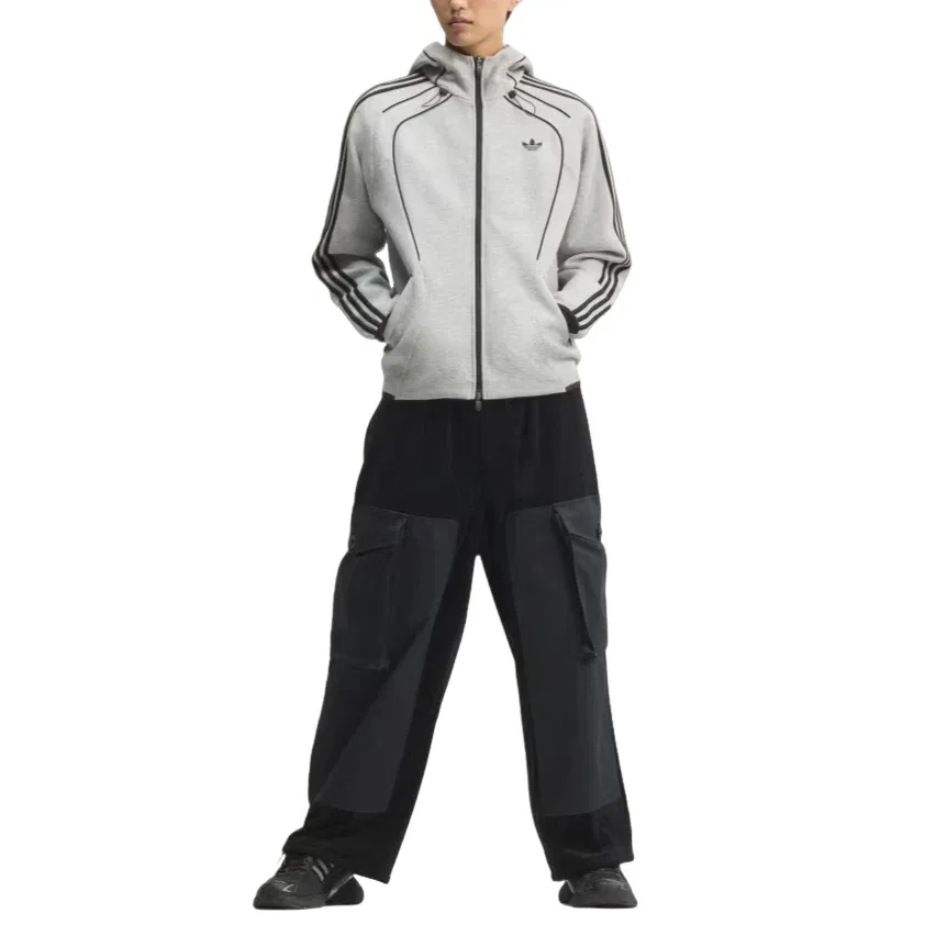 Мужская куртка Spacer Teamgeist 26 Cutline Fullzip Hoodie Asia Sizing 'Black Grey Heather' adidas, Black/Grey Heather — фото 3