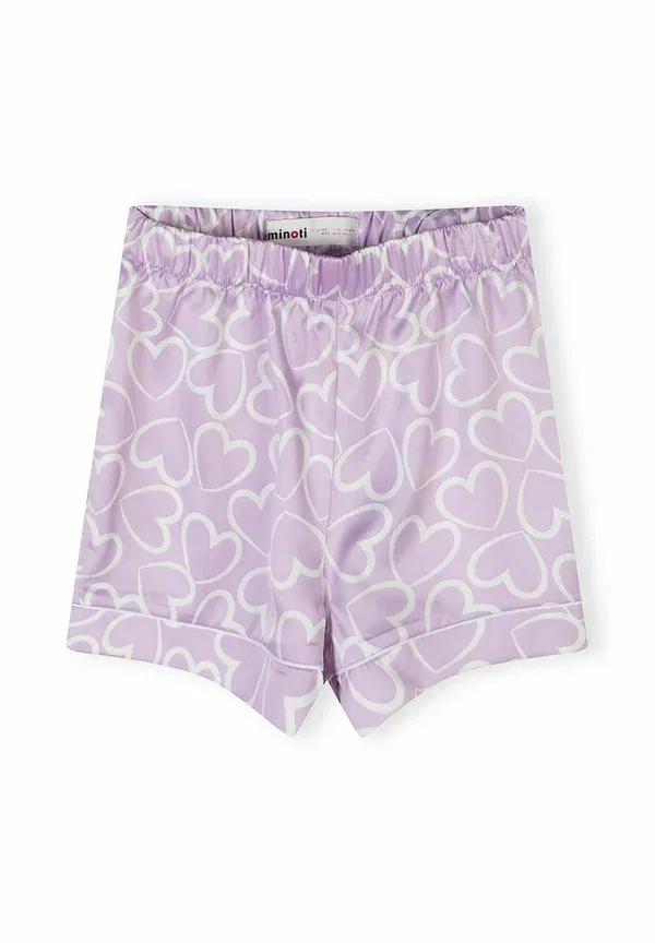 Комплект пижамный с коротким рукавом и шортами, сатин, Button up short sleeve and set, Minoti, lilac, сиреневый — фото 4