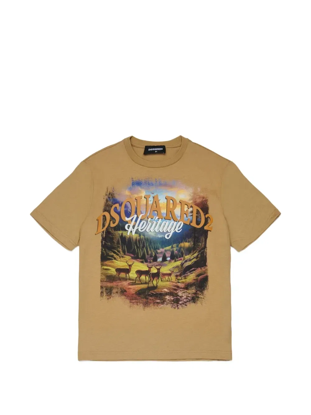 Футболка с принтом и логотипом Dsquared2 Kids, бежевый