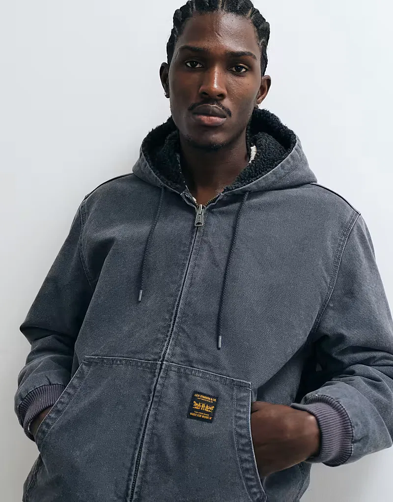 Куртка Levi's Workwear Potero из выстиранного денима с капюшоном, камуфляжно-зеленый — фото 2