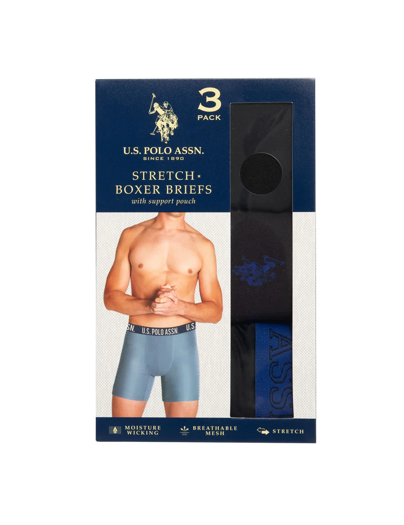 Комплект трусов U.S. Polo Assn 3 Pack Stretch, 3 шт., черный/темно-синий — фото 2