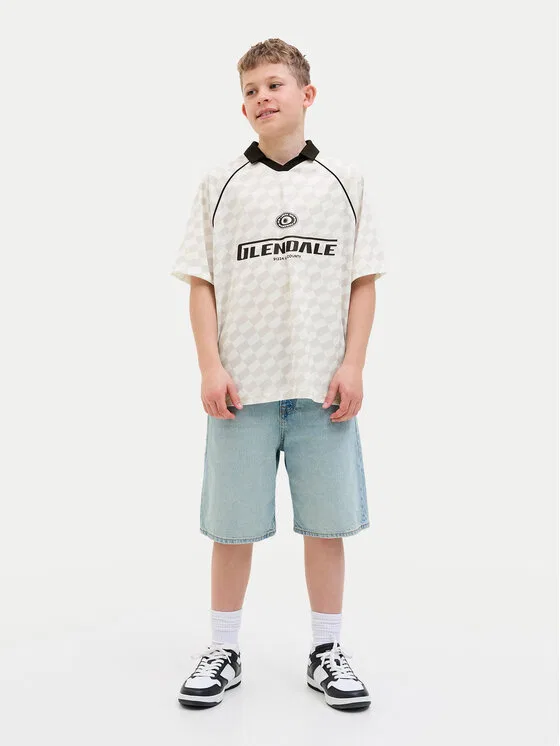 Поло loose fit Jack & Jones Junior, бежевый — фото 2