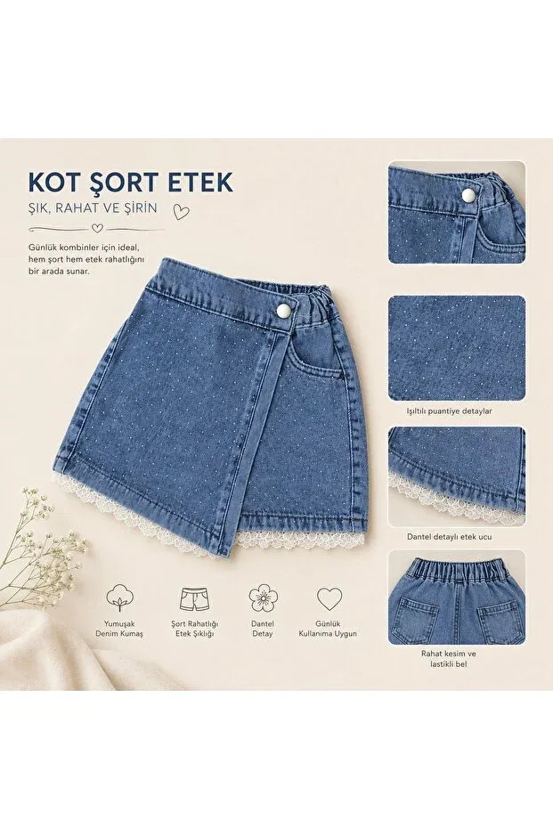 Детские шорты для девочек джинсовые облегающие Bilge Trend, Blue — фото 2