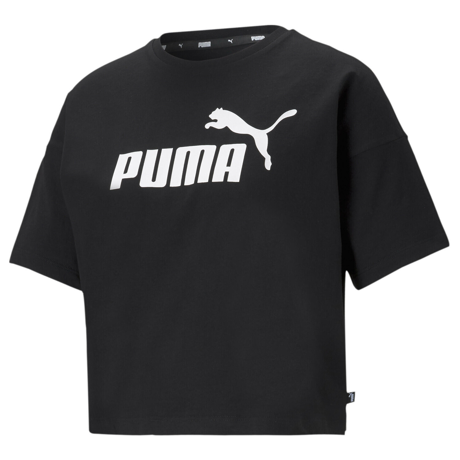 

Укороченная женская футболка с логотипом Essentials PUMA, черный черный